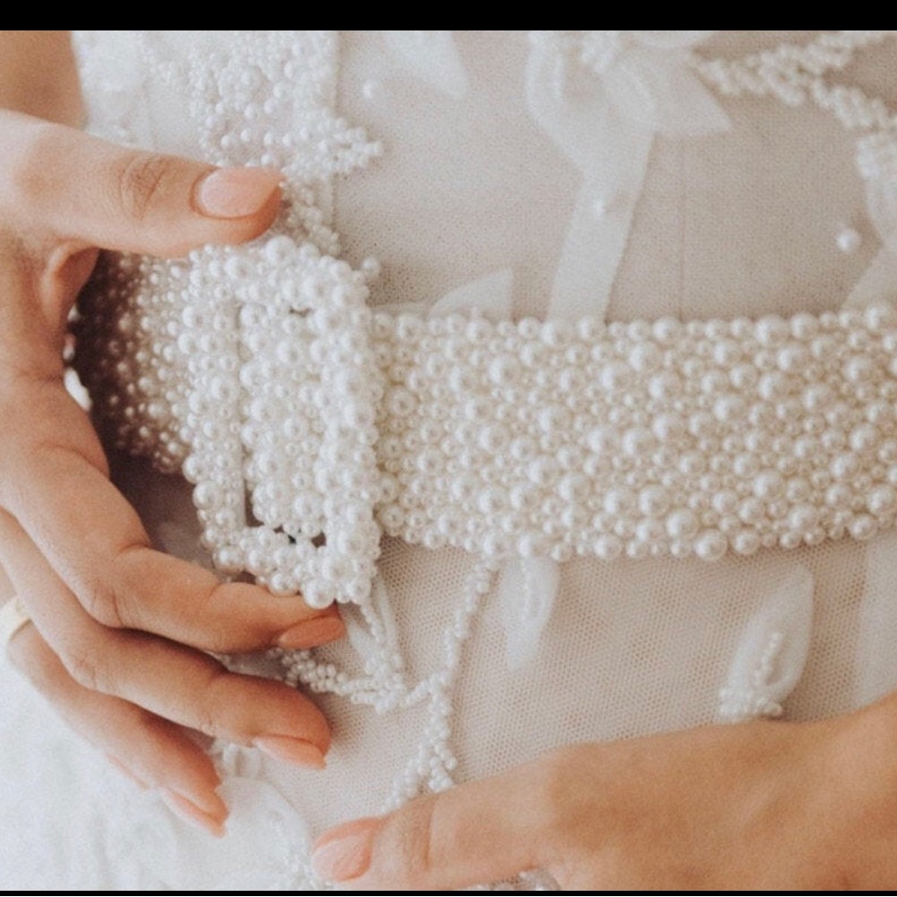 Custom fresh water pearl bridal belt